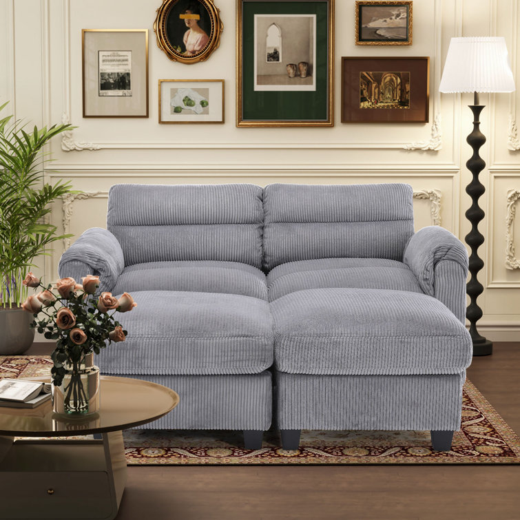 Bonzy Home 61.8'' Corduroy Upholstered Modular Loveseat Sofa With
